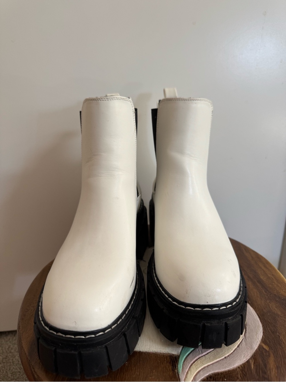 Madden Girl White Chunky Chelsea Ankle Boots